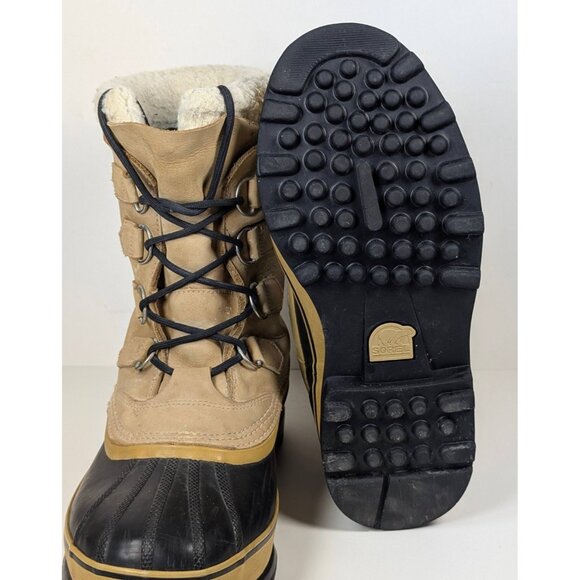 Sorel Caribou II Men’s 10 Tan Waterproof Leather Winter Snow Boots Felt Lined main image 4